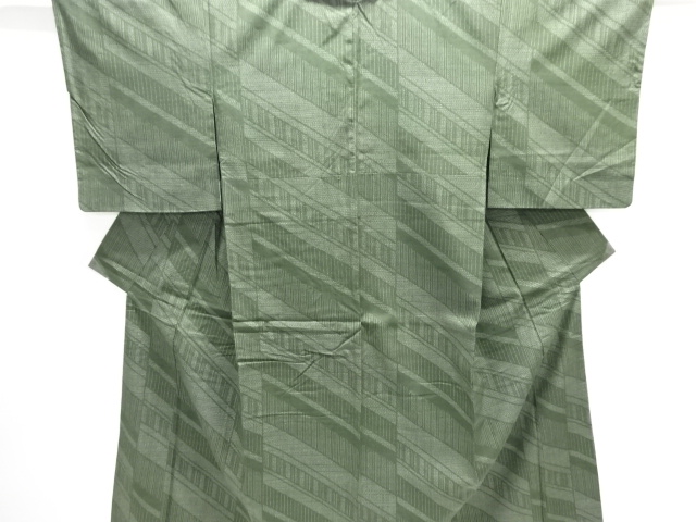 JAPANESE KIMONO / YUKI TSUMUGI / WOVEN DIAGONAL STRIPE